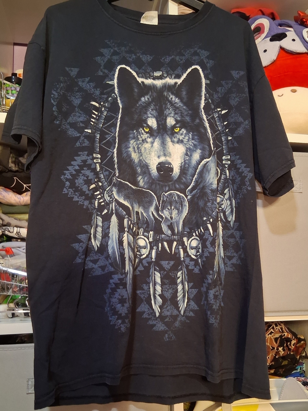 Fruit of the Loom Black and White Wolf Graphic Tee